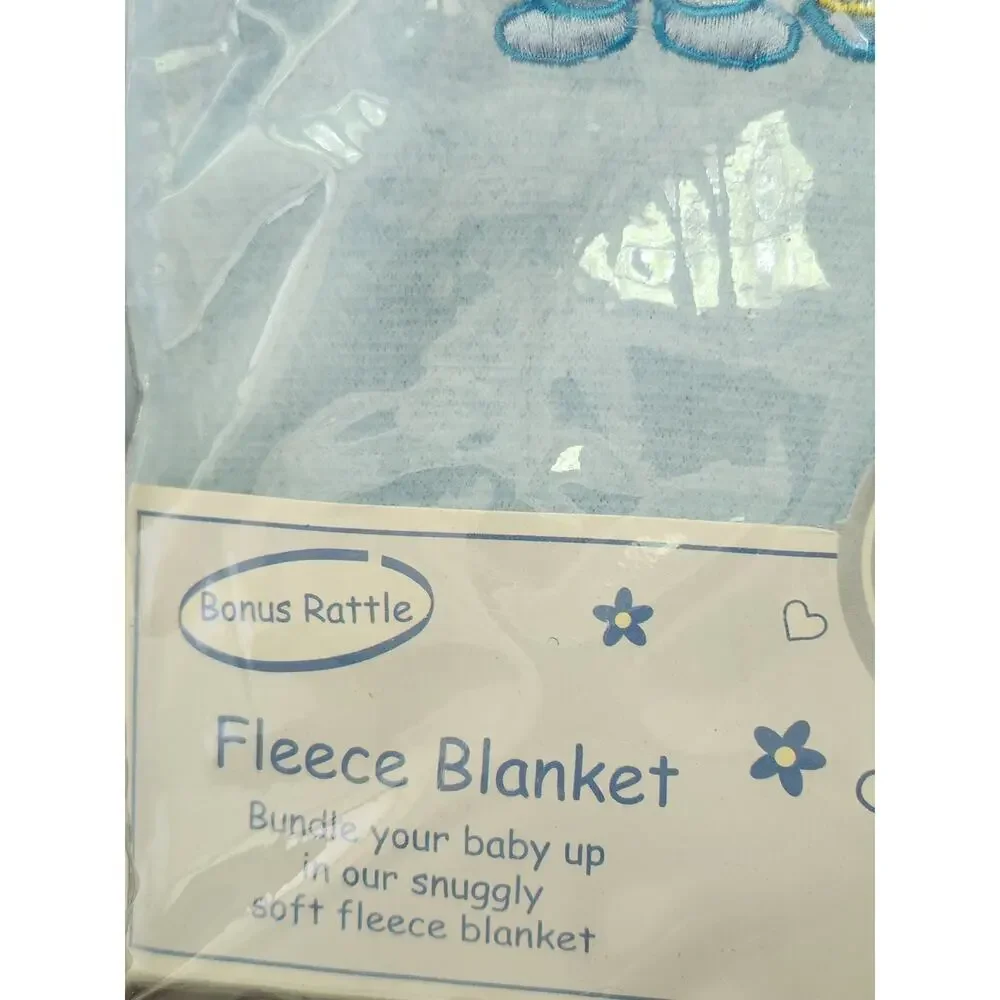 Cutie Pie Fleece Blanket with Rattle Prince and Teddy Bear 30"x40" VTG *Flaw* - Picture 5 of 12